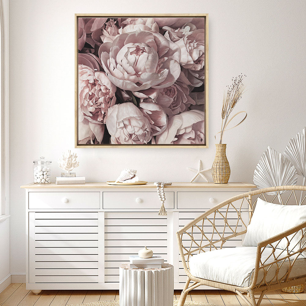Shop Peony Buds (Square) Canvas Print a floral themed painted framed canvas wall art print from The Print Emporium artwork collection - Buy Australian made fine art painting style stretched canvas prints for the home and your interior decor space, TPE-383-CA-40X40-NF