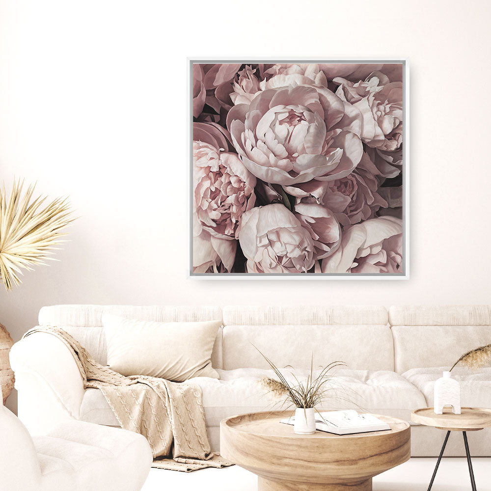 Shop Peony Buds (Square) Canvas Print a floral themed painted framed canvas wall art print from The Print Emporium artwork collection - Buy Australian made fine art painting style stretched canvas prints for the home and your interior decor space, TPE-383-CA-40X40-NF