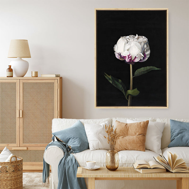Shop Peony Canvas Print a floral themed painted framed canvas wall art print from The Print Emporium artwork collection - Buy Australian made fine art painting style stretched canvas prints for the home and your interior decor space, TPE-024-CA-35X46-NF