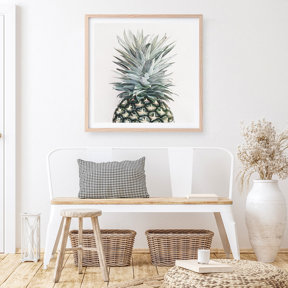 Shop Pineapple (Square) Art Print a painted style wall art print from The Print Emporium wall artwork collection - Buy Australian made fine art painting style poster and framed prints for the home and your interior decor room, TPE-350-AP