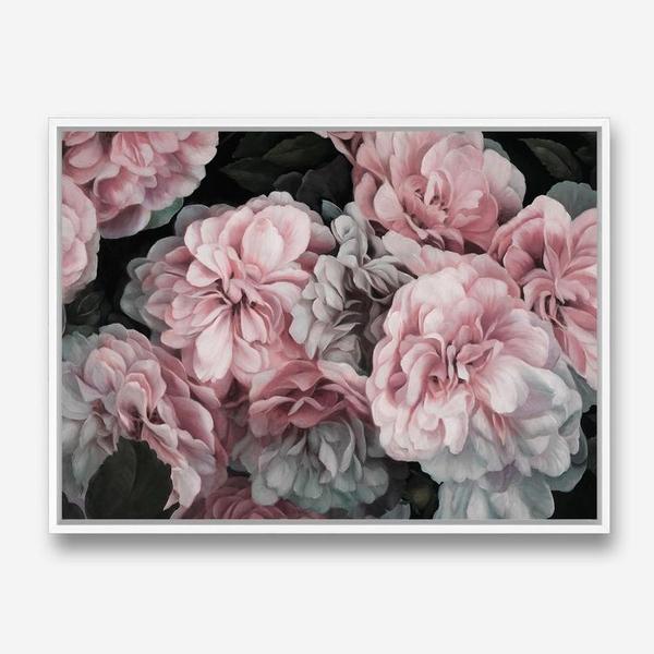 Shop Pink Blooms Canvas Print a floral themed painted framed canvas wall art print from The Print Emporium artwork collection - Buy Australian made fine art painting style stretched canvas prints for the home and your interior decor space, TPE-059-CA-35X46-NF