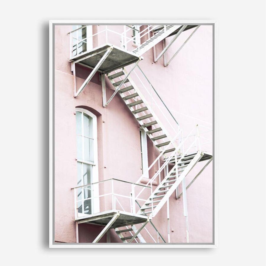 Shop Pink Building Photo Canvas Print a photography framed stretched canvas print from The Print Emporium wall artwork collection - Buy Australian made prints for the home and your interior decor space, TPE-454-CA-35X46-NF