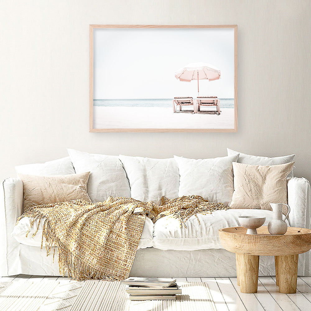 Shop Pink Parasol II Photo Art Print a coastal themed photography wall art print from The Print Emporium wall artwork collection - Buy Australian made fine art poster and framed prints for the home and your interior decor, TPE-898-AP