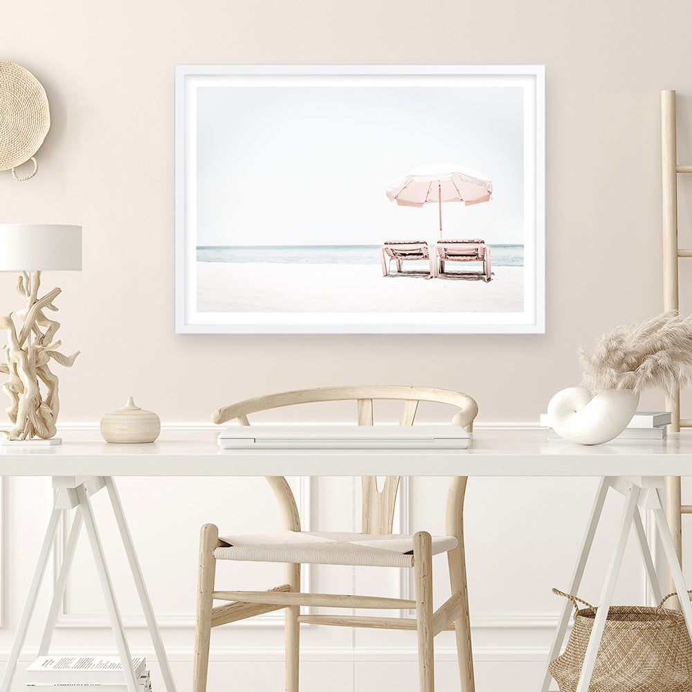 Shop Pink Parasol II Photo Art Print a coastal themed photography wall art print from The Print Emporium wall artwork collection - Buy Australian made fine art poster and framed prints for the home and your interior decor, TPE-898-AP