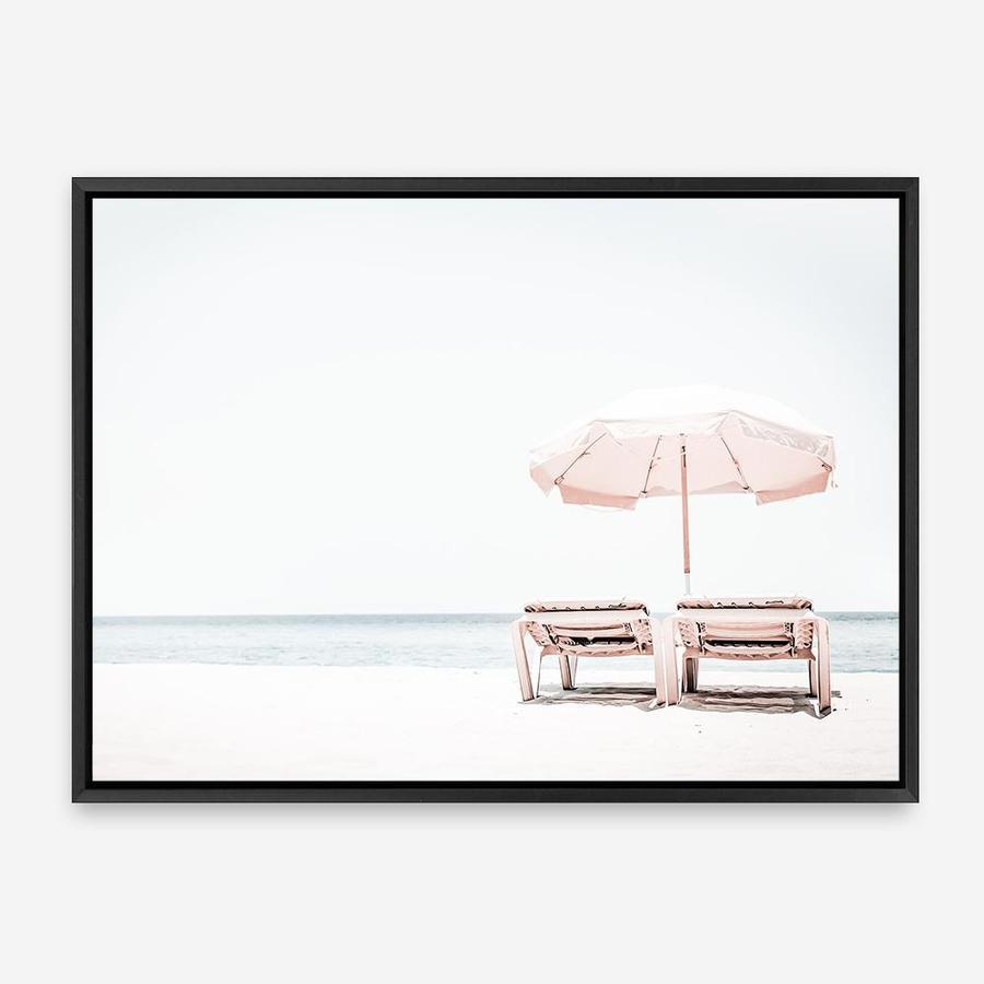 Shop Pink Parasol II Photo Canvas Print a coastal themed photography framed stretched canvas print from The Print Emporium wall artwork collection - Buy Australian made prints for the home and your interior decor space, TPE-898-CA-35X46-NF
