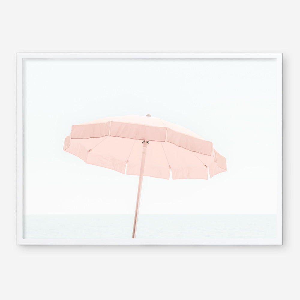 Shop Pink Parasol Photo Art Print a coastal themed photography wall art print from The Print Emporium wall artwork collection - Buy Australian made fine art poster and framed prints for the home and your interior decor, TPE-543-AP
