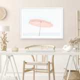 Shop Pink Parasol Photo Art Print a coastal themed photography wall art print from The Print Emporium wall artwork collection - Buy Australian made fine art poster and framed prints for the home and your interior decor, TPE-543-AP