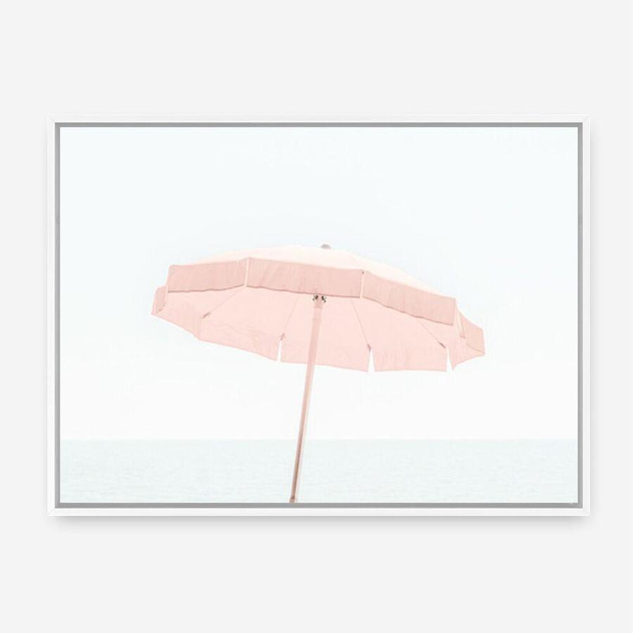 Shop Pink Parasol Photo Canvas Print a coastal themed photography framed stretched canvas print from The Print Emporium wall artwork collection - Buy Australian made prints for the home and your interior decor space, TPE-543-CA-35X46-NF