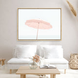Shop Pink Parasol Photo Canvas Print a coastal themed photography framed stretched canvas print from The Print Emporium wall artwork collection - Buy Australian made prints for the home and your interior decor space, TPE-543-CA-35X46-NF