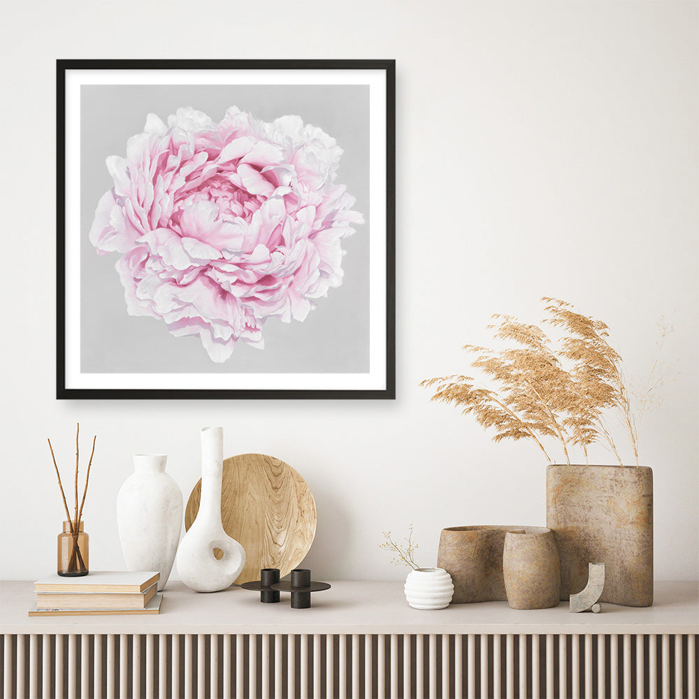 Shop Pink Peony II (Square) Art Print a floral themed painted wall art print from The Print Emporium wall artwork collection - Buy Australian made fine art painting style poster and framed prints for the home and your interior decor room, TPE-427-AP
