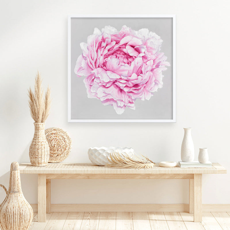 Shop Pink Peony (Square) Art Print a floral themed painted wall art print from The Print Emporium wall artwork collection - Buy Australian made fine art painting style poster and framed prints for the home and your interior decor room, TPE-236-AP