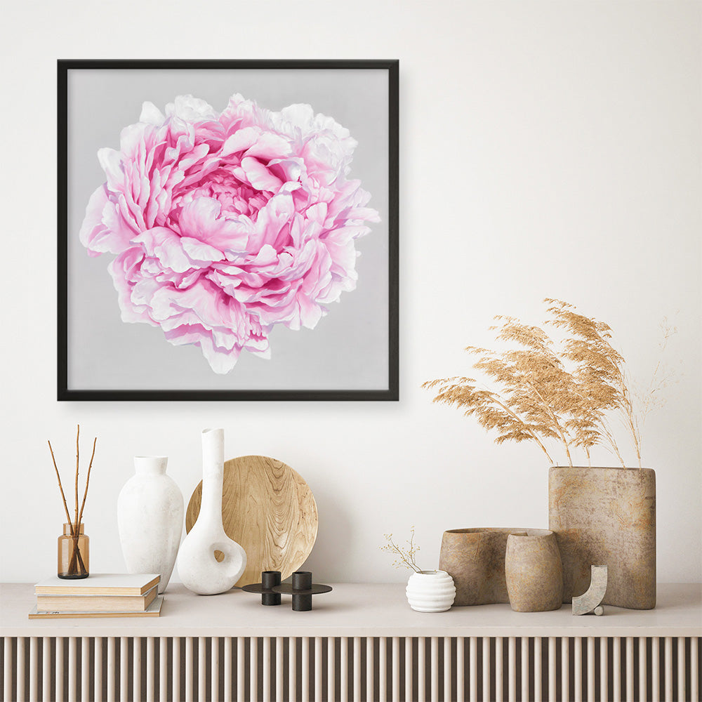 Shop Pink Peony (Square) Art Print a floral themed painted wall art print from The Print Emporium wall artwork collection - Buy Australian made fine art painting style poster and framed prints for the home and your interior decor room, TPE-236-AP