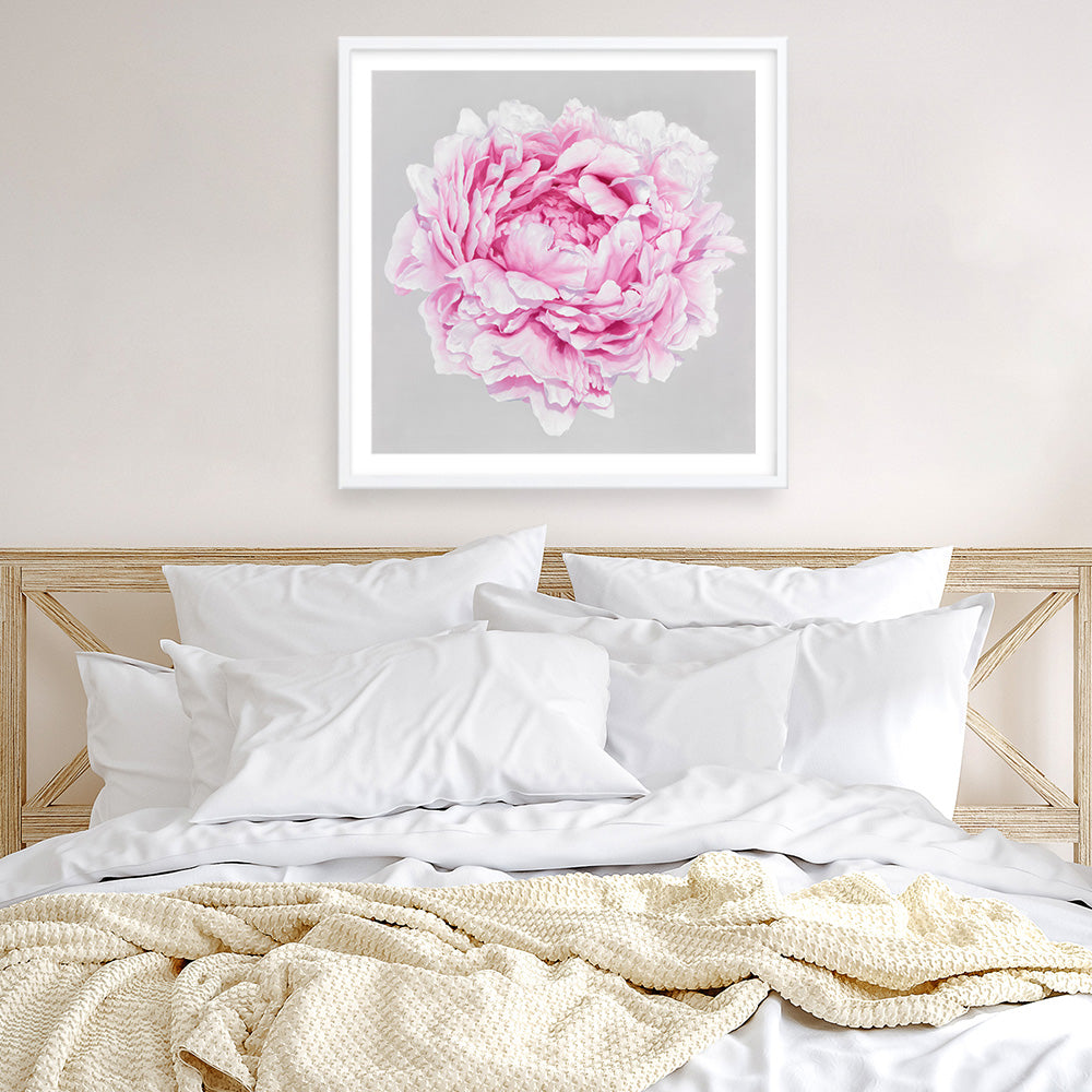 Shop Pink Peony (Square) Art Print a floral themed painted wall art print from The Print Emporium wall artwork collection - Buy Australian made fine art painting style poster and framed prints for the home and your interior decor room, TPE-236-AP