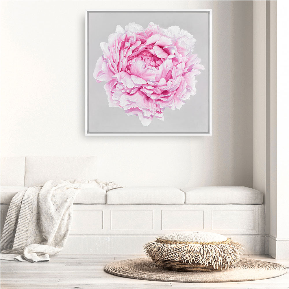 Shop Pink Peony (Square) Canvas Print a floral themed painted framed canvas wall art print from The Print Emporium artwork collection - Buy Australian made fine art painting style stretched canvas prints for the home and your interior decor space, TPE-236-CA-40X40-NF