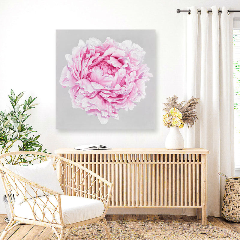 Shop Pink Peony (Square) Canvas Print a floral themed painted framed canvas wall art print from The Print Emporium artwork collection - Buy Australian made fine art painting style stretched canvas prints for the home and your interior decor space, TPE-236-CA-40X40-NF