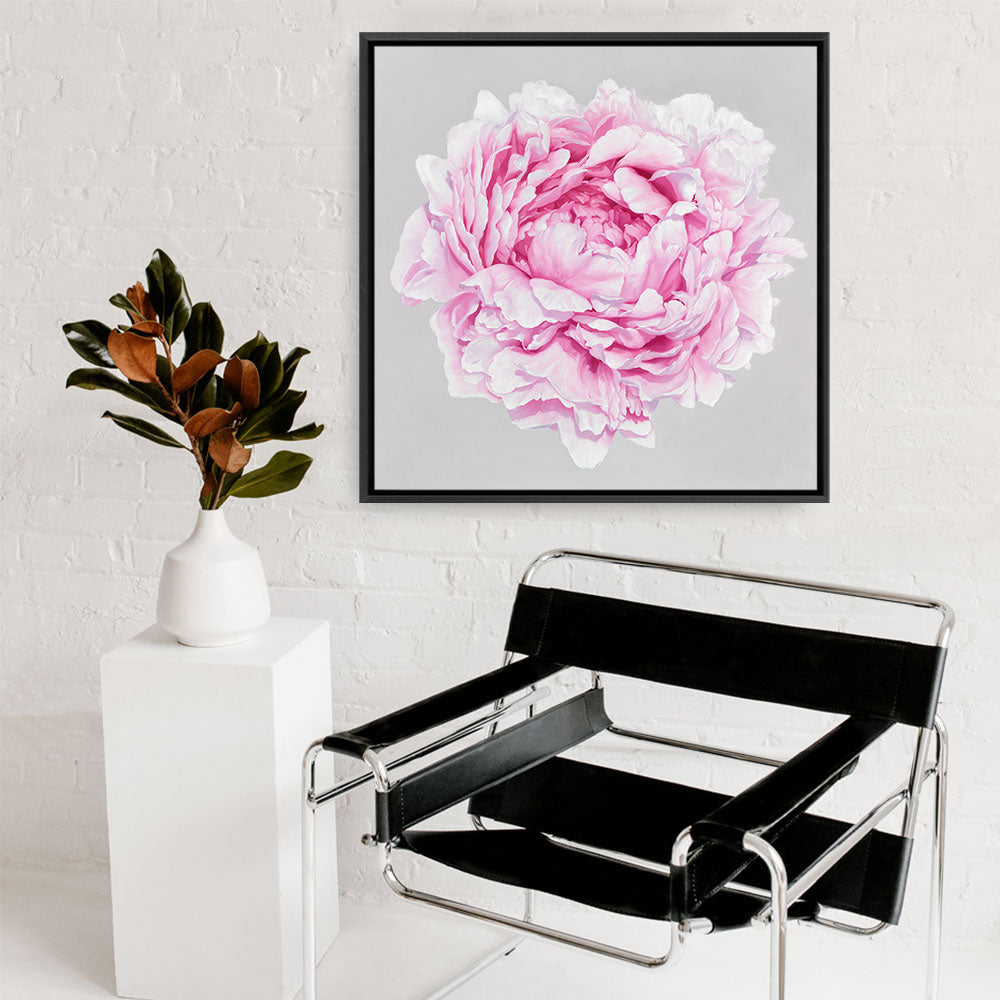 Shop Pink Peony (Square) Canvas Print a floral themed painted framed canvas wall art print from The Print Emporium artwork collection - Buy Australian made fine art painting style stretched canvas prints for the home and your interior decor space, TPE-236-CA-40X40-NF