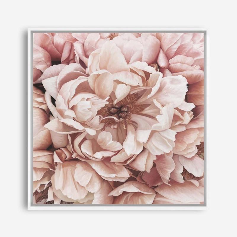 Shop Pink Petals I (Square) Canvas Print a floral themed painted framed canvas wall art print from The Print Emporium artwork collection - Buy Australian made fine art painting style stretched canvas prints for the home and your interior decor space, TPE-314-CA-40X40-NF