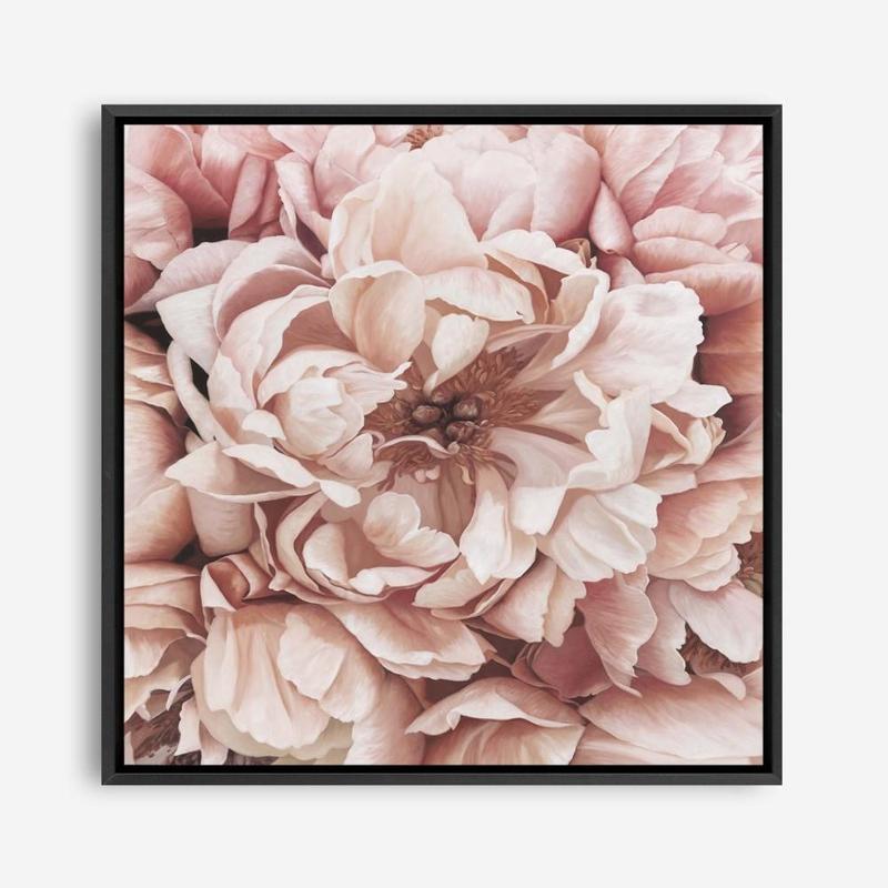 Shop Pink Petals I (Square) Canvas Print a floral themed painted framed canvas wall art print from The Print Emporium artwork collection - Buy Australian made fine art painting style stretched canvas prints for the home and your interior decor space, TPE-314-CA-40X40-NF