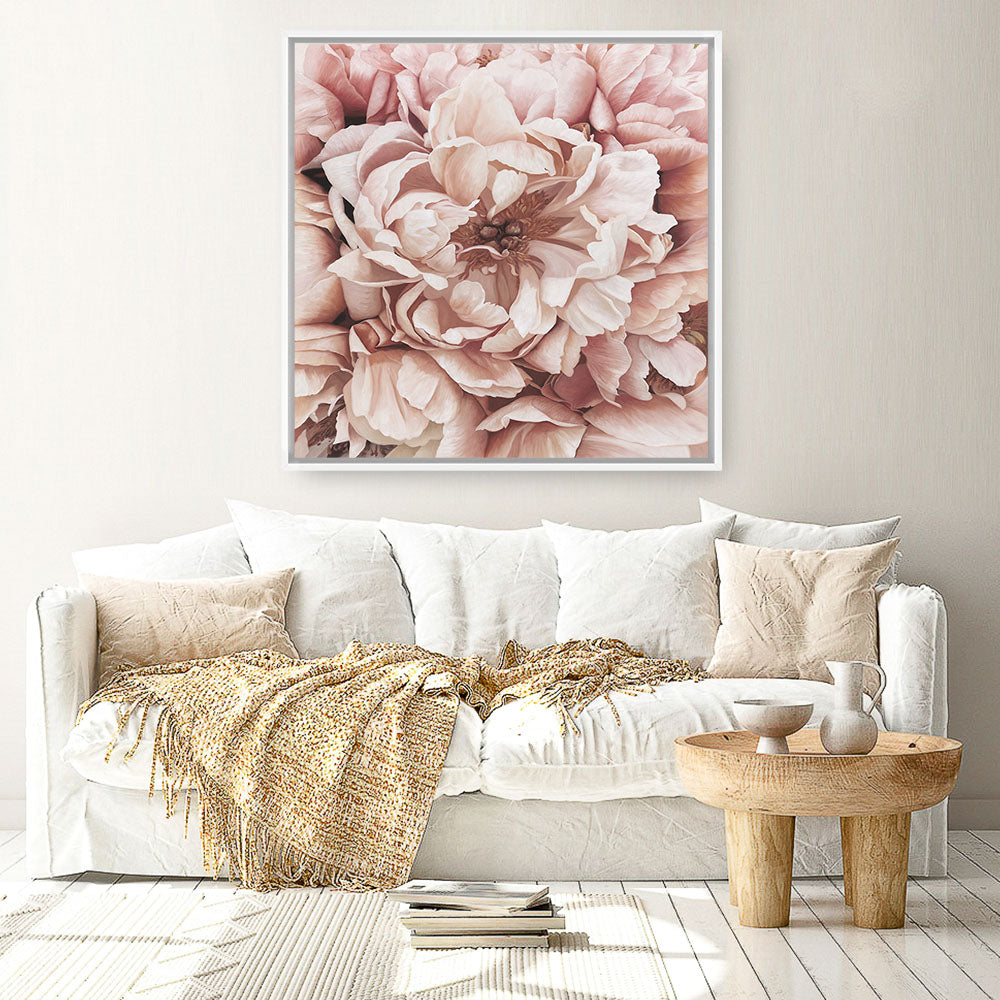 Shop Pink Petals I (Square) Canvas Print a floral themed painted framed canvas wall art print from The Print Emporium artwork collection - Buy Australian made fine art painting style stretched canvas prints for the home and your interior decor space, TPE-314-CA-40X40-NF