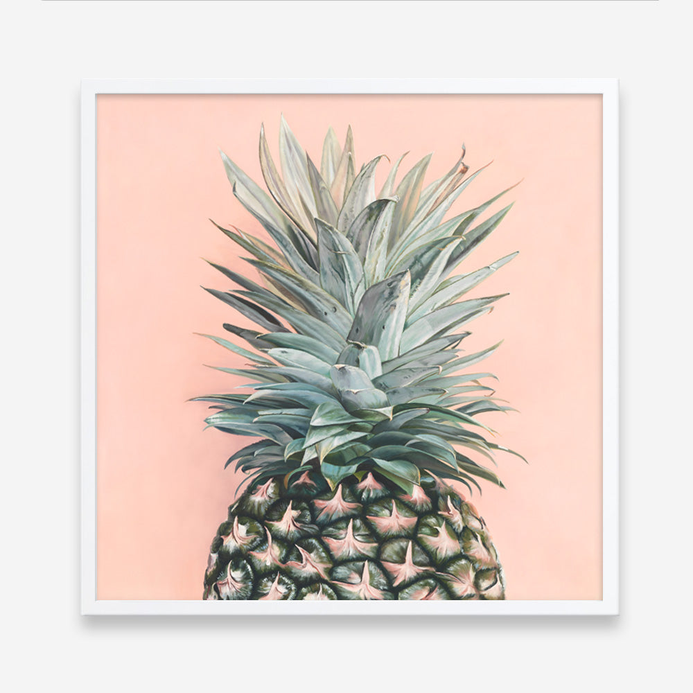 Shop Pink Pineapple (Square) Art Print a coastal themed painted wall art print from The Print Emporium wall artwork collection - Buy Australian made fine art painting style poster and framed prints for the home and your interior decor room, TPE-325-AP