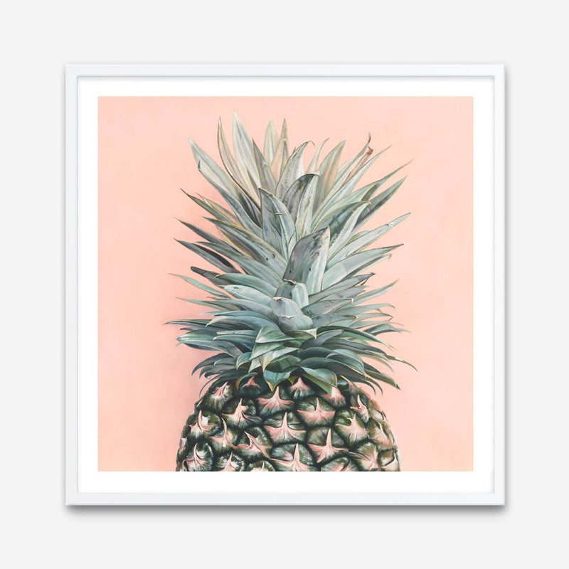 Shop Pink Pineapple (Square) Art Print a coastal themed painted wall art print from The Print Emporium wall artwork collection - Buy Australian made fine art painting style poster and framed prints for the home and your interior decor room, TPE-325-AP