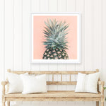 Shop Pink Pineapple (Square) Art Print a coastal themed painted wall art print from The Print Emporium wall artwork collection - Buy Australian made fine art painting style poster and framed prints for the home and your interior decor room, TPE-325-AP