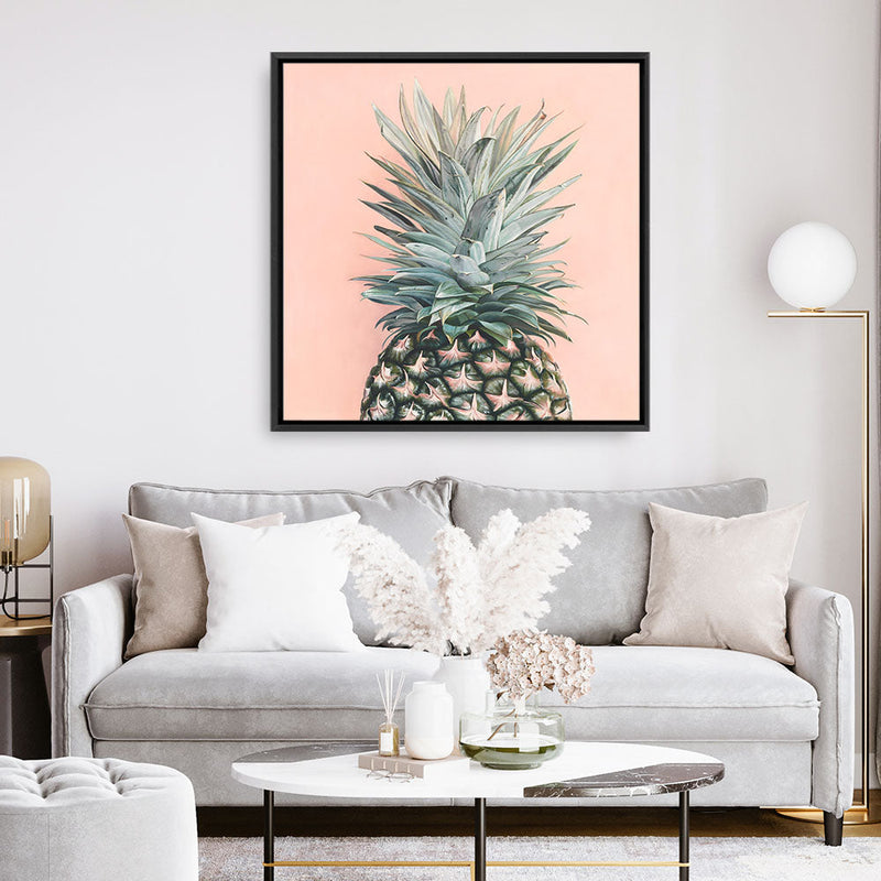 Shop Pink Pineapple (Square) Canvas Print a coastal themed painted framed canvas wall art print from The Print Emporium artwork collection - Buy Australian made fine art painting style stretched canvas prints for the home and your interior decor space, TPE-325-CA-40X40-NF