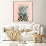 Shop Pink Pineapple (Square) Canvas Print a coastal themed painted framed canvas wall art print from The Print Emporium artwork collection - Buy Australian made fine art painting style stretched canvas prints for the home and your interior decor space, TPE-325-CA-40X40-NF
