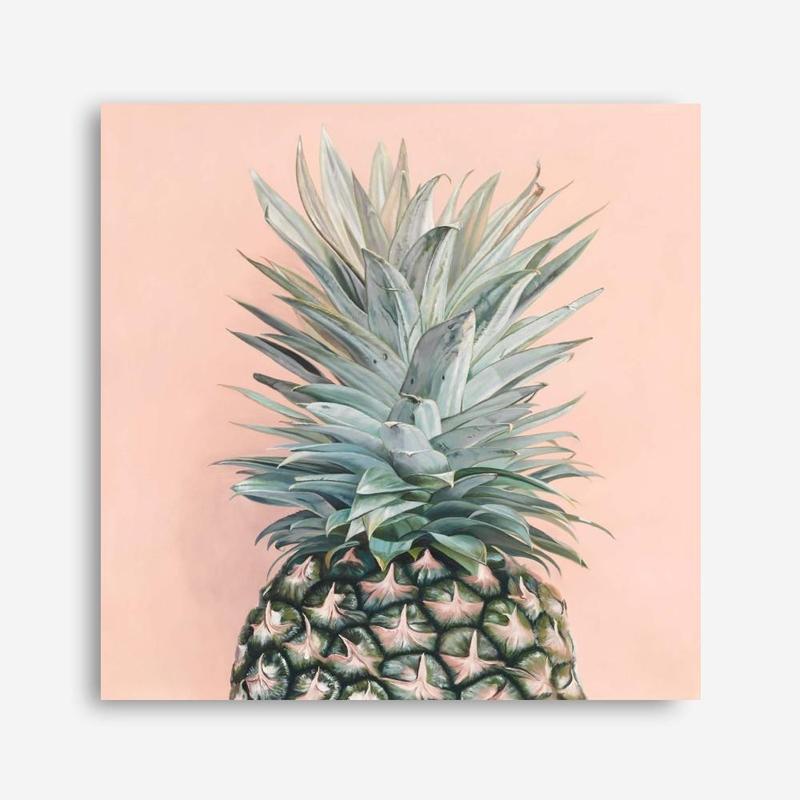 Shop Pink Pineapple (Square) Canvas Print a coastal themed painted framed canvas wall art print from The Print Emporium artwork collection - Buy Australian made fine art painting style stretched canvas prints for the home and your interior decor space, TPE-325-CA-40X40-NF