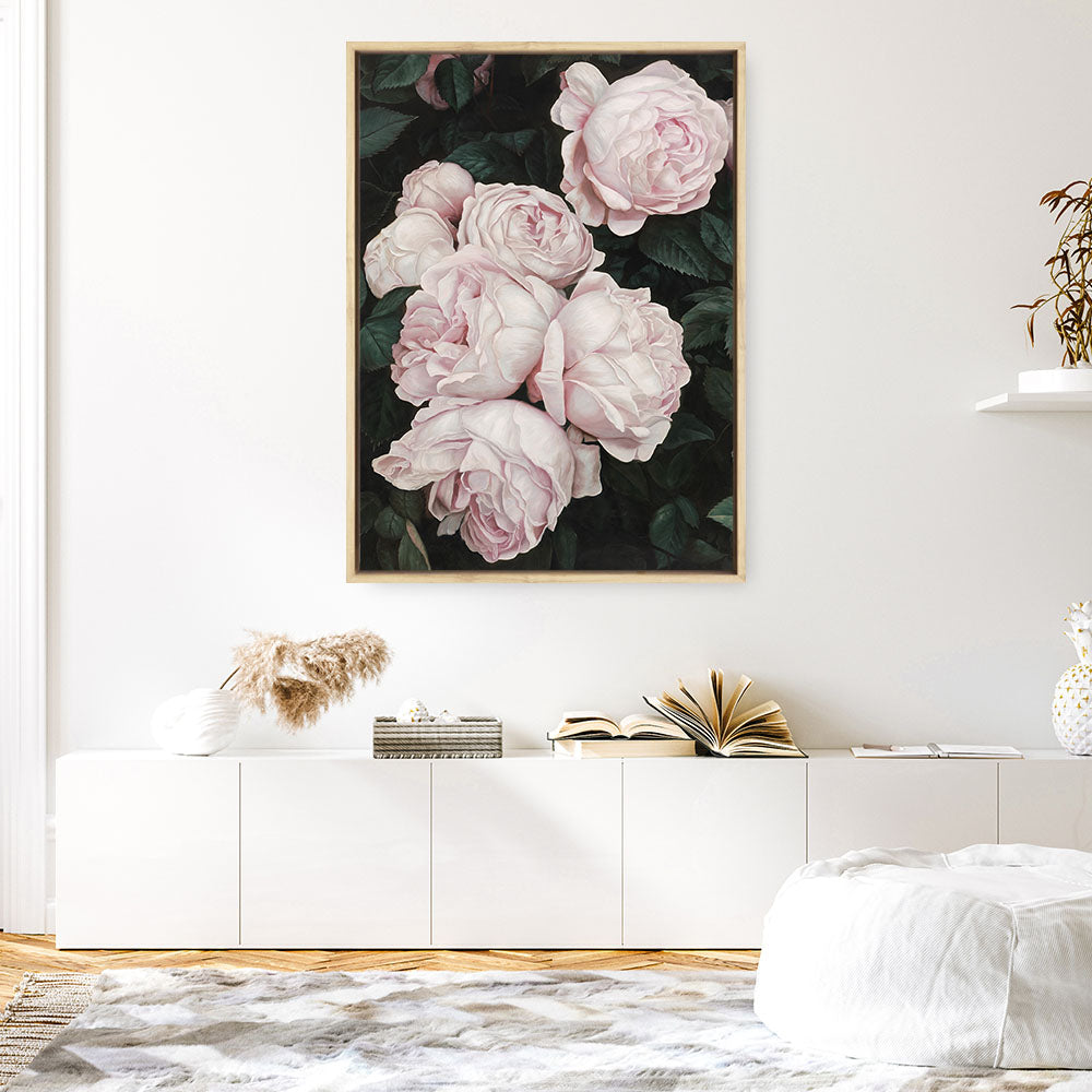 Shop Pink Roses Canvas Print a floral themed painted framed canvas wall art print from The Print Emporium artwork collection - Buy Australian made fine art painting style stretched canvas prints for the home and your interior decor space, TPE-002-CA-35X46-NF