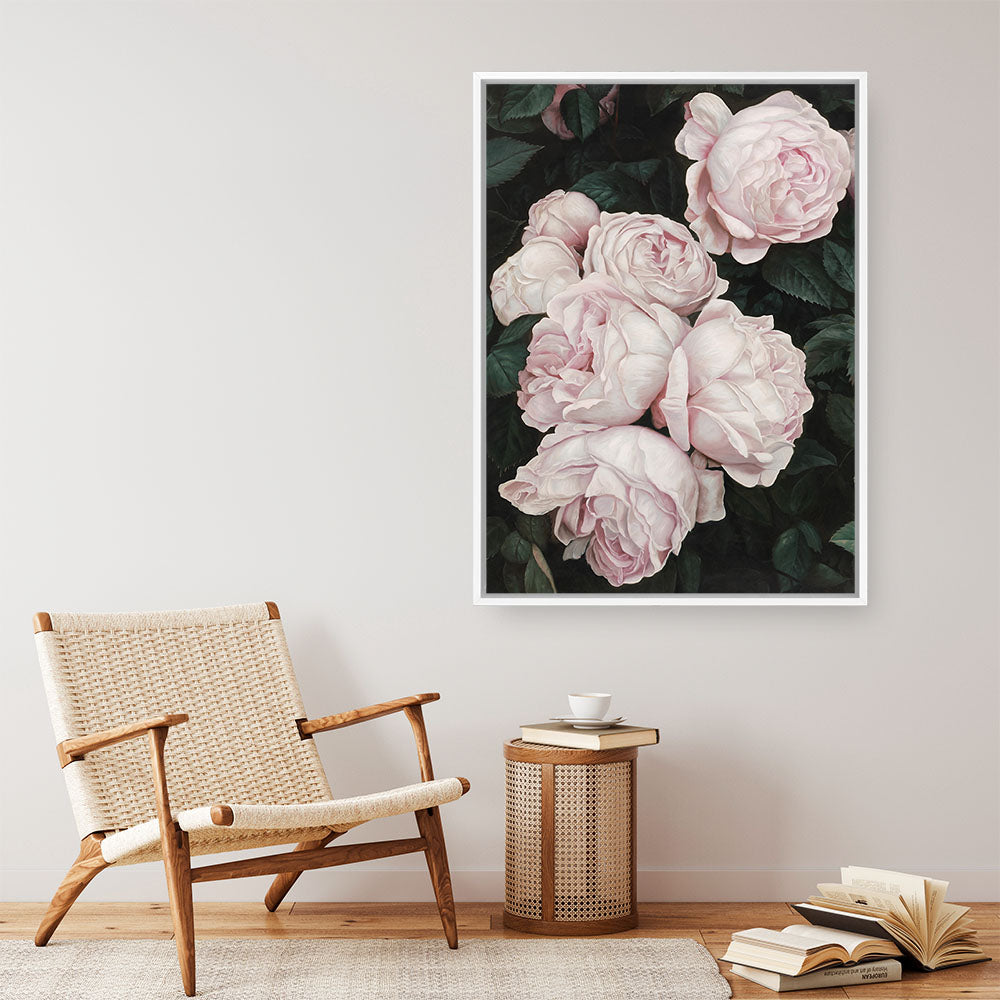 Shop Pink Roses Canvas Print a floral themed painted framed canvas wall art print from The Print Emporium artwork collection - Buy Australian made fine art painting style stretched canvas prints for the home and your interior decor space, TPE-002-CA-35X46-NF