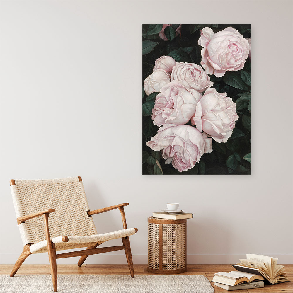 Shop Pink Roses Canvas Print a floral themed painted framed canvas wall art print from The Print Emporium artwork collection - Buy Australian made fine art painting style stretched canvas prints for the home and your interior decor space, TPE-002-CA-35X46-NF