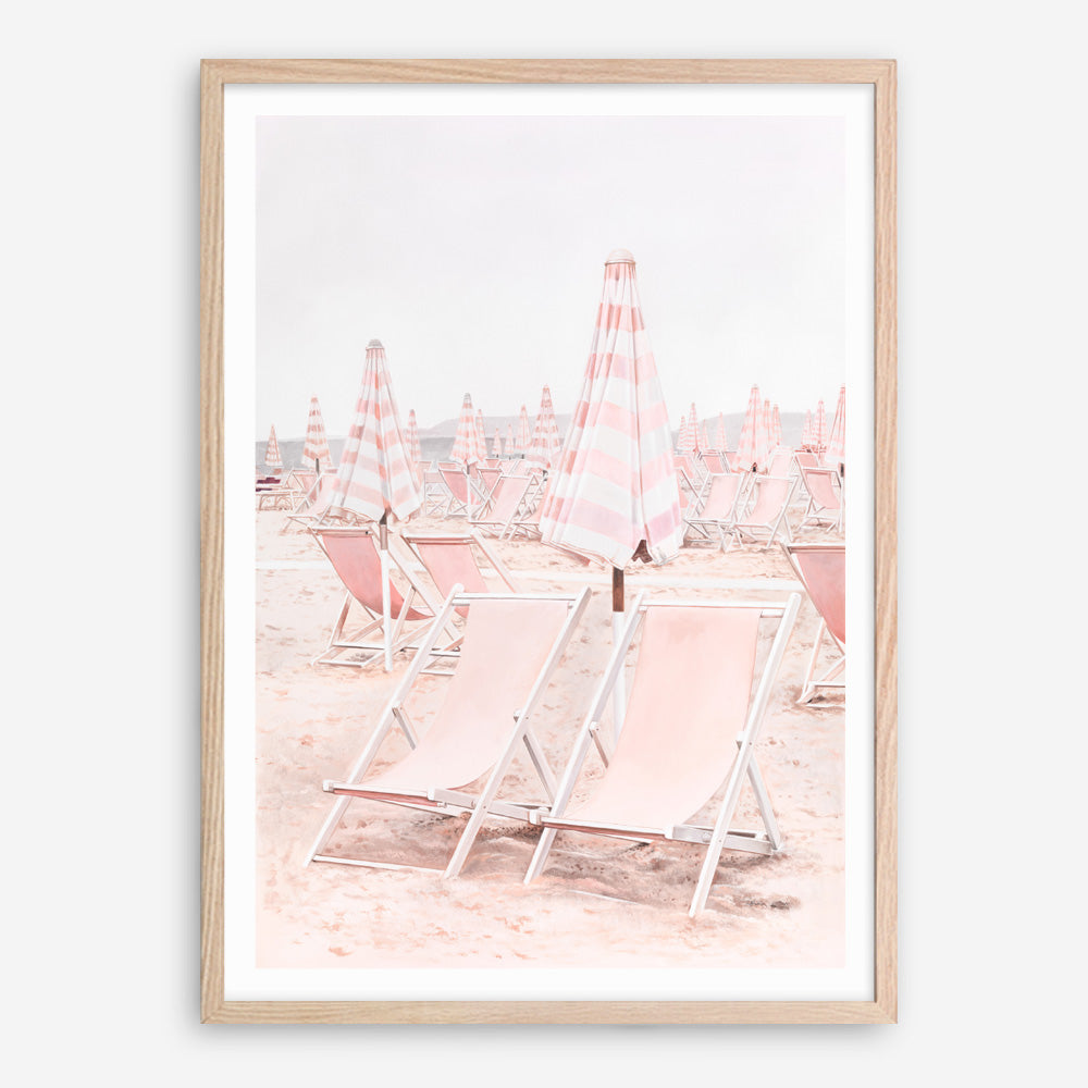 Shop Pink Umbrellas II Art Print a coastal themed painted wall art print from The Print Emporium wall artwork collection - Buy Australian made fine art painting style poster and framed prints for the home and your interior decor room, TPE-660-AP