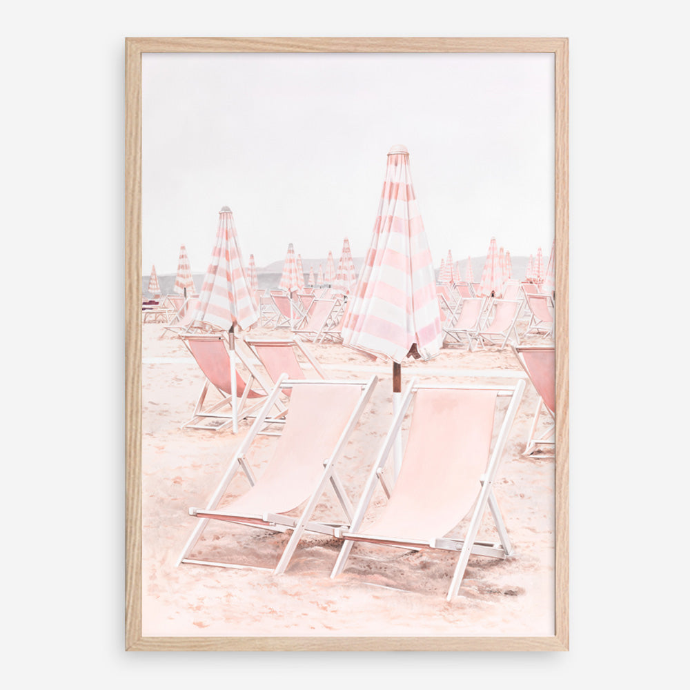 Shop Pink Umbrellas II Art Print a coastal themed painted wall art print from The Print Emporium wall artwork collection - Buy Australian made fine art painting style poster and framed prints for the home and your interior decor room, TPE-660-AP