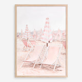 Shop Pink Umbrellas II Art Print a coastal themed painted wall art print from The Print Emporium wall artwork collection - Buy Australian made fine art painting style poster and framed prints for the home and your interior decor room, TPE-660-AP