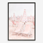 Shop Pink Umbrellas II Art Print a coastal themed painted wall art print from The Print Emporium wall artwork collection - Buy Australian made fine art painting style poster and framed prints for the home and your interior decor room, TPE-660-AP