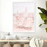 Shop Pink Umbrellas II Art Print a coastal themed painted wall art print from The Print Emporium wall artwork collection - Buy Australian made fine art painting style poster and framed prints for the home and your interior decor room, TPE-660-AP