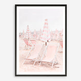 Shop Pink Umbrellas II Art Print a coastal themed painted wall art print from The Print Emporium wall artwork collection - Buy Australian made fine art painting style poster and framed prints for the home and your interior decor room, TPE-660-AP