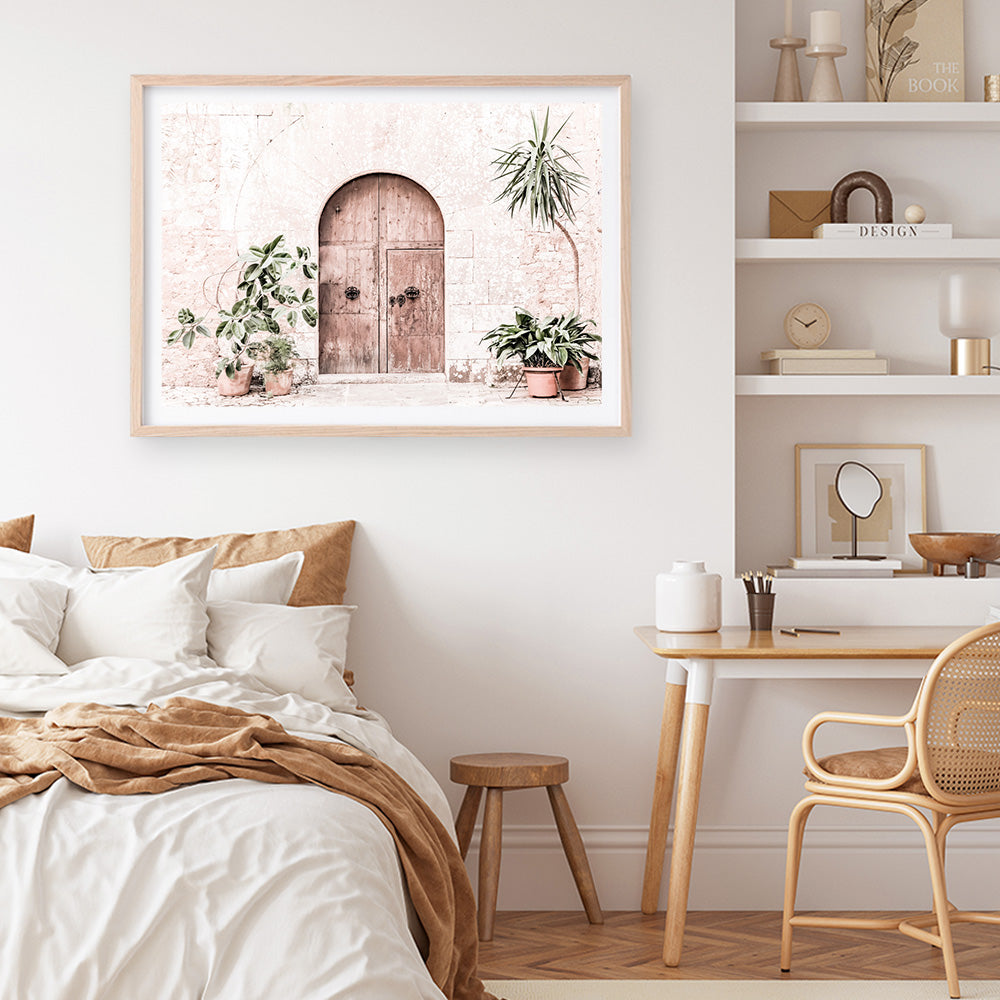 Shop Pink Villa Photo Art Print a Moroccan desert boho themed photography wall art print from The Print Emporium wall artwork collection - Buy Australian made fine art poster and framed prints for the home and your interior decor room, TPE-1247-AP
