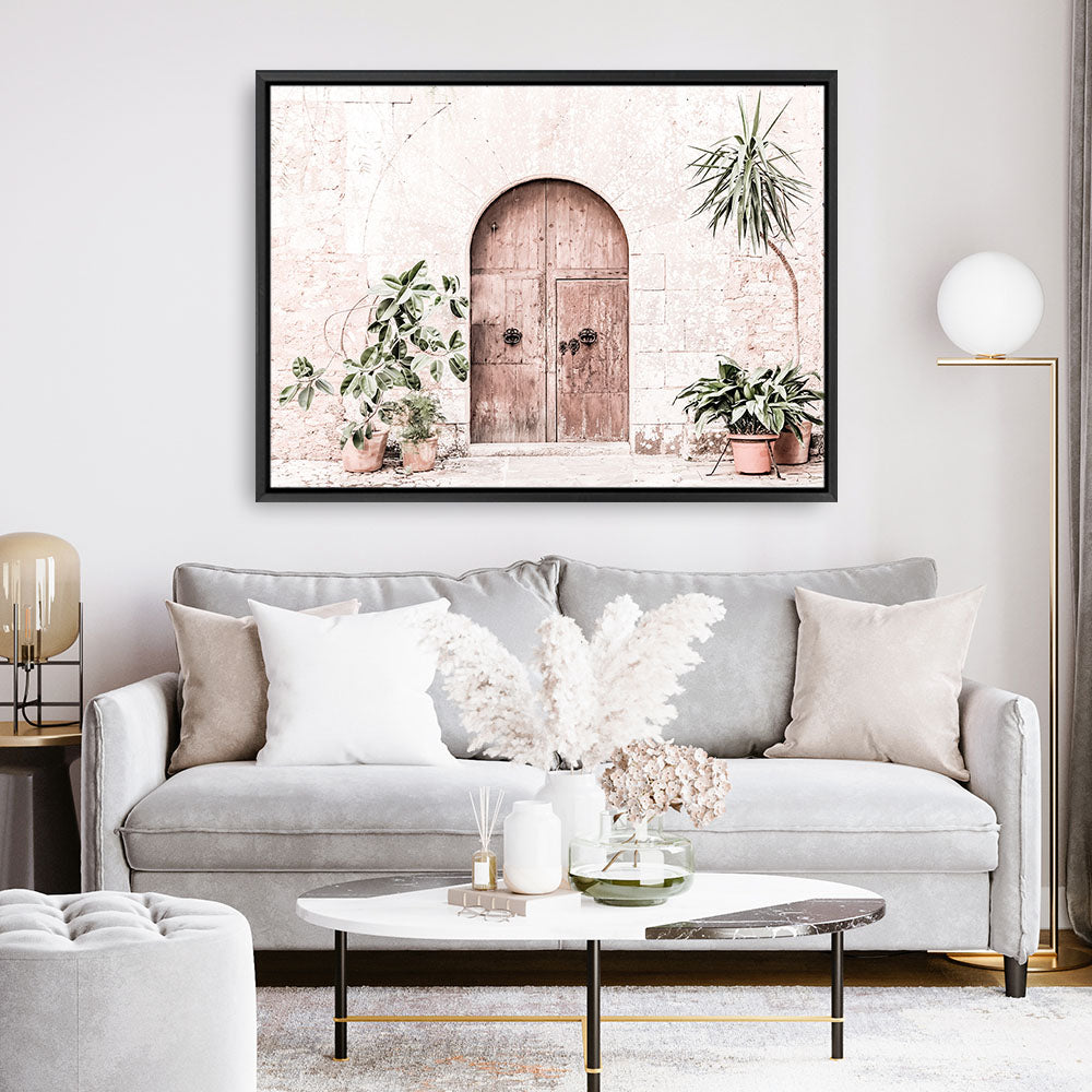 Shop Pink Villa Photo Canvas Print a Moroccan desert boho themed photography framed stretched canvas print from The Print Emporium wall artwork collection - Buy Australian made prints for the home and your interior decor space, TPE-1247-CA-35X46-NF