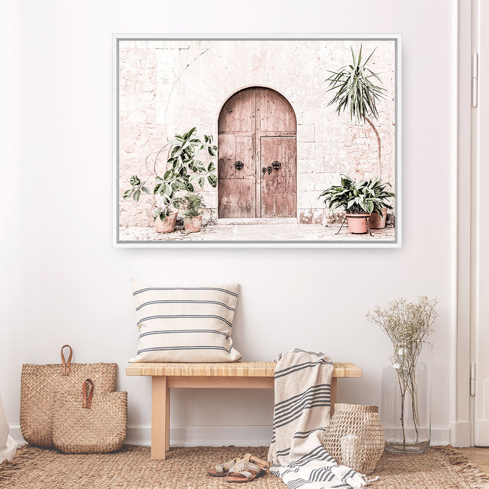 Shop Pink Villa Photo Canvas Print a Moroccan desert boho themed photography framed stretched canvas print from The Print Emporium wall artwork collection - Buy Australian made prints for the home and your interior decor space, TPE-1247-CA-35X46-NF