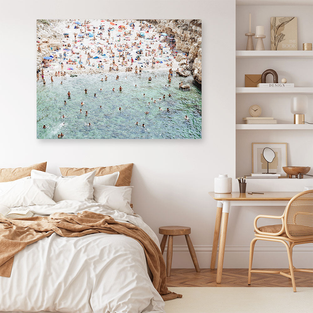 Shop Polignano A Mare From Above II Photo Canvas Print a coastal themed photography framed stretched canvas print from The Print Emporium wall artwork collection - Buy Australian made prints for the home and your interior decor space, TPE-1224-CA-35X46-NF