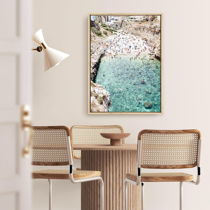 Shop Polignano A Mare From Above III Photo Canvas Print a coastal themed photography framed stretched canvas print from The Print Emporium wall artwork collection - Buy Australian made prints for the home and your interior decor space, TPE-1227-CA-35X46-NF
