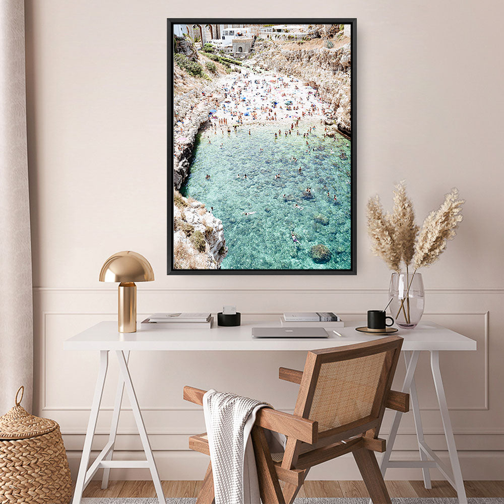 Shop Polignano A Mare From Above III Photo Canvas Print a coastal themed photography framed stretched canvas print from The Print Emporium wall artwork collection - Buy Australian made prints for the home and your interior decor space, TPE-1227-CA-35X46-NF