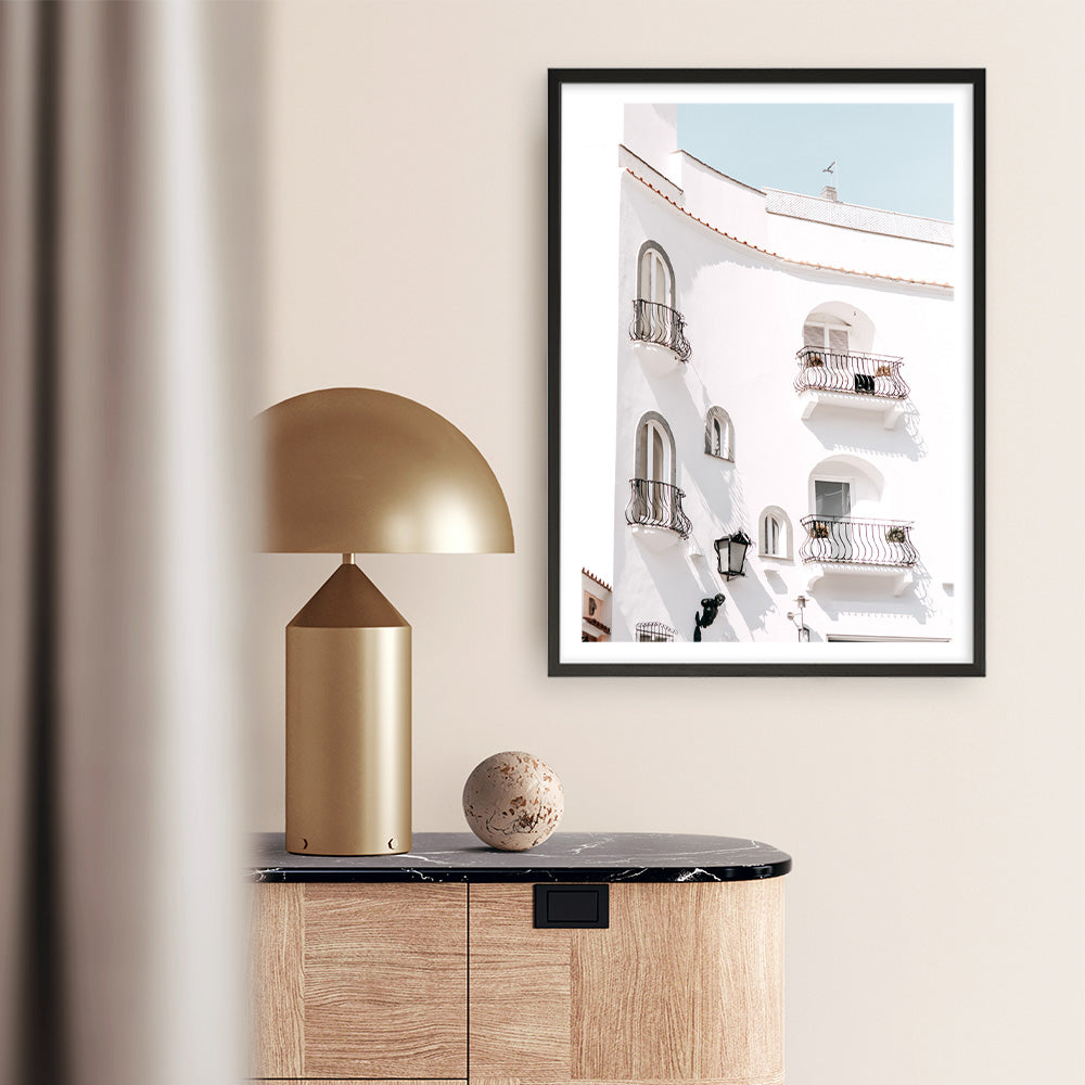 Shop Positano Villa Photo Art Print a coastal themed photography wall art print from The Print Emporium wall artwork collection - Buy Australian made fine art poster and framed prints for the home and your interior decor, TPE-1176-AP
