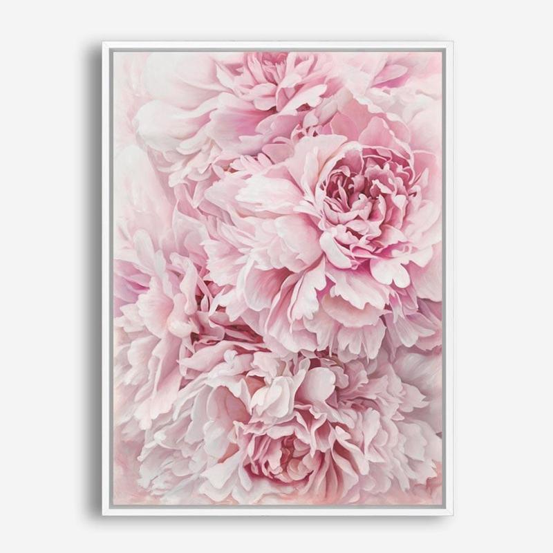 Shop Pretty Peonies Canvas Print a floral themed painted framed canvas wall art print from The Print Emporium artwork collection - Buy Australian made fine art painting style stretched canvas prints for the home and your interior decor space, TPE-379-CA-35X46-NF