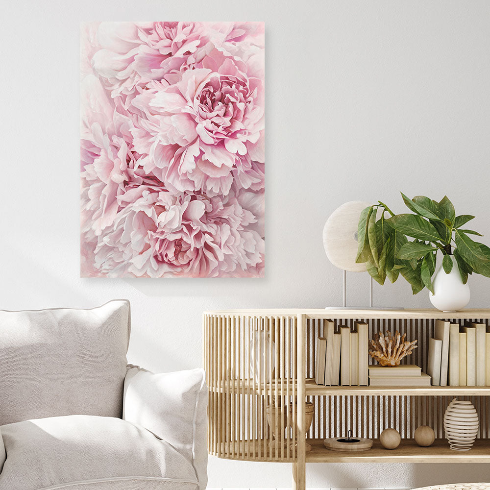 Shop Pretty Peonies Canvas Print a floral themed painted framed canvas wall art print from The Print Emporium artwork collection - Buy Australian made fine art painting style stretched canvas prints for the home and your interior decor space, TPE-379-CA-35X46-NF