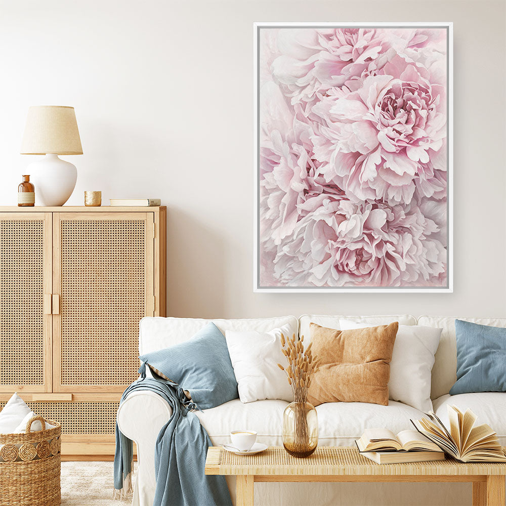Shop Pretty Peonies II Canvas Print a floral themed painted framed canvas wall art print from The Print Emporium artwork collection - Buy Australian made fine art painting style stretched canvas prints for the home and your interior decor space, TPE-386-CA-35X46-NF