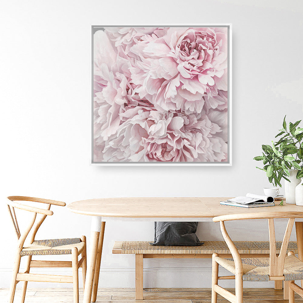 Shop Pretty Peonies II (Square) Canvas Print a floral themed painted framed canvas wall art print from The Print Emporium artwork collection - Buy Australian made fine art painting style stretched canvas prints for the home and your interior decor space, TPE-387-CA-40X40-NF
