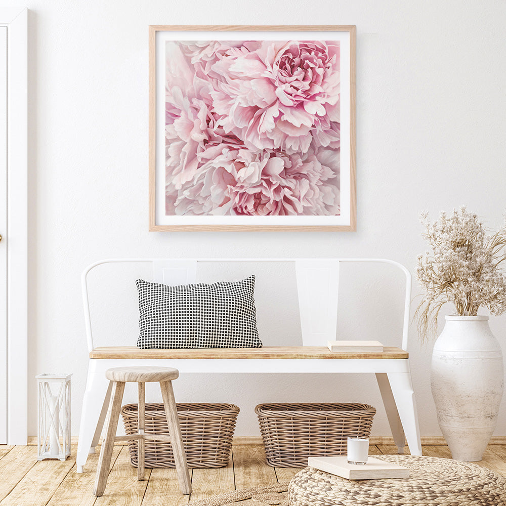 Shop Pretty Peonies (Square) Art Print a floral themed painted wall art print from The Print Emporium wall artwork collection - Buy Australian made fine art painting style poster and framed prints for the home and your interior decor room, TPE-380-AP